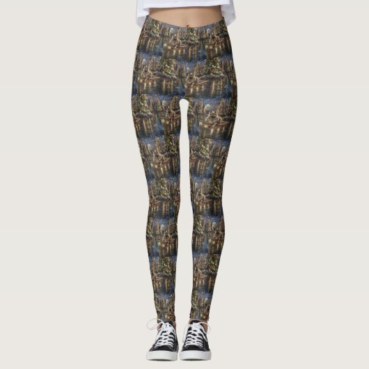 Keeshond Kerstmis Feestelijke Reis Leggings (Voorkant)