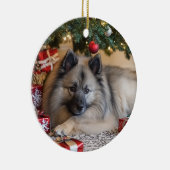 Keeshond Kerstmis Keramisch Ornament (Rechts)