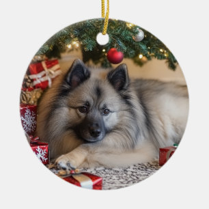 Keeshond Kerstmis Keramisch Ornament