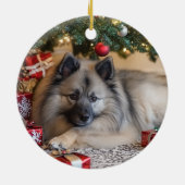 Keeshond Kerstmis Keramisch Ornament (Achterkant)