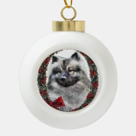 Keeshond Kerstmis Keramische Bal Ornament