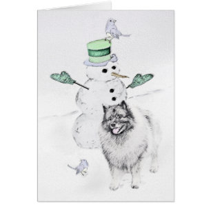 Keeshond Kerstmis Snowman Painting Dog Art