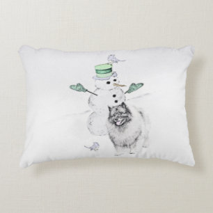 Keeshond Kerstmis Snowman Painting Dog Art Accent Kussen