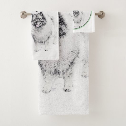 Keeshond Kerstmis Snowman Painting Dog Art Bad Handdoek (Insitu)