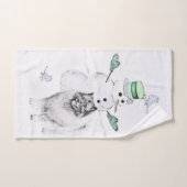 Keeshond Kerstmis Snowman Painting Dog Art Bad Handdoek (Handdoek)