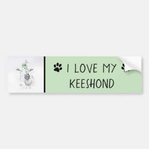 Keeshond Kerstmis Snowman Painting Dog Art Bumpersticker