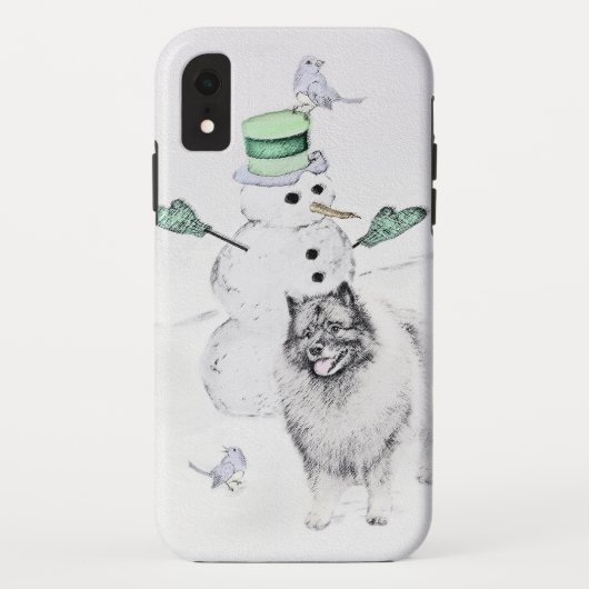 Keeshond Kerstmis Snowman Painting Dog Art Case-Mate iPhone Case (Achterkant)