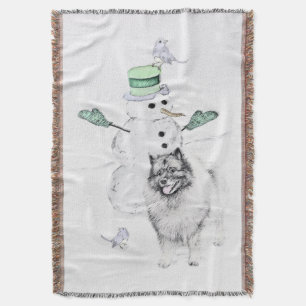 Keeshond Kerstmis Snowman Painting Dog Art Deken