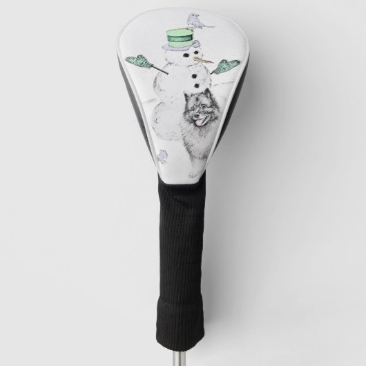 Keeshond Kerstmis Snowman Painting Dog Art Golfheadcover (Voorkant)