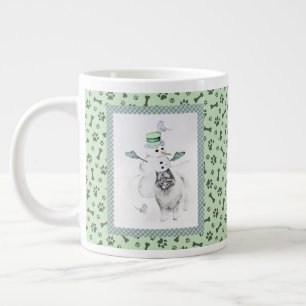 Keeshond Kerstmis Snowman Painting Dog Art Grote Koffiekop
