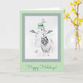 Keeshond Kerstmis Snowman Painting Dog Art Kaart (Gele Bloem)