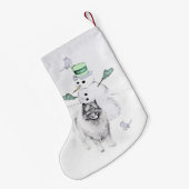 Keeshond Kerstmis Snowman Painting Dog Art Kleine Kerstsok (Achterkant (Hangend))