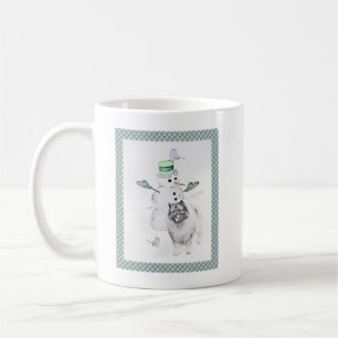 Keeshond Kerstmis Snowman Painting Dog Art Koffiemok