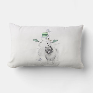 Keeshond Kerstmis Snowman Painting Dog Art Kussen
