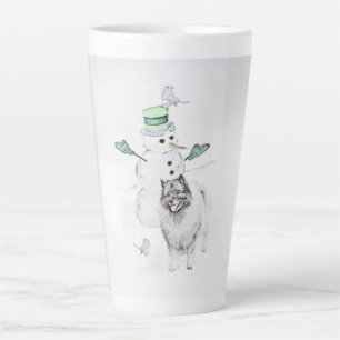Keeshond Kerstmis Snowman Painting Dog Art Latte Mok