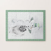 Keeshond Kerstmis Snowman Painting Dog Art Legpuzzel (Horizontaal)
