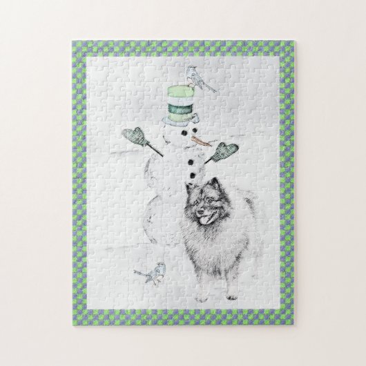 Keeshond Kerstmis Snowman Painting Dog Art Legpuzzel (Verticaal)