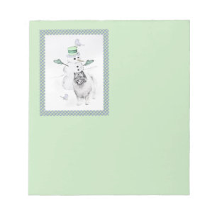 Keeshond Kerstmis Snowman Painting Dog Art Notitieblok