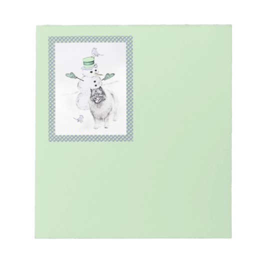 Keeshond Kerstmis Snowman Painting Dog Art Notitieblok (Voorkant)