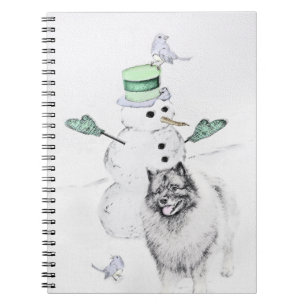 Keeshond Kerstmis Snowman Painting Dog Art Notitieboek
