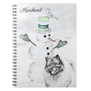 Keeshond Kerstmis Snowman Painting Dog Art Notitieboek
