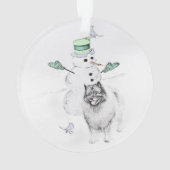 Keeshond Kerstmis Snowman Painting Dog Art Ornament (achterkant)
