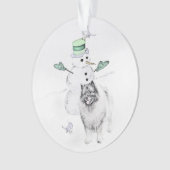 Keeshond Kerstmis Snowman Painting Dog Art Ornament (voorkant)