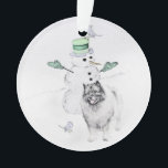 Keeshond Kerstmis Snowman Painting Dog Art Ornament<br><div class="desc">Keeshond Kerstmis Snowman portretteert het, origineel schilderij. We specialiseren ons in schattige en grappige originele kunst. Koop dit voor jezelf of als een geweldig cadeau voor je Keesharige vrienden. Ben creatief - klik op DOUANE om tekst toe te voegen/te verwijderen/te veranderen, resize het afbeelding, verander kleuren of om het even...</div>
