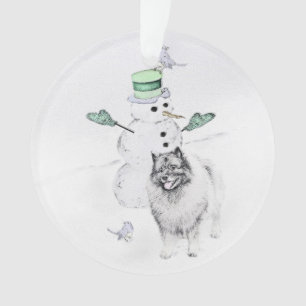 Keeshond Kerstmis Snowman Painting Dog Art Ornament