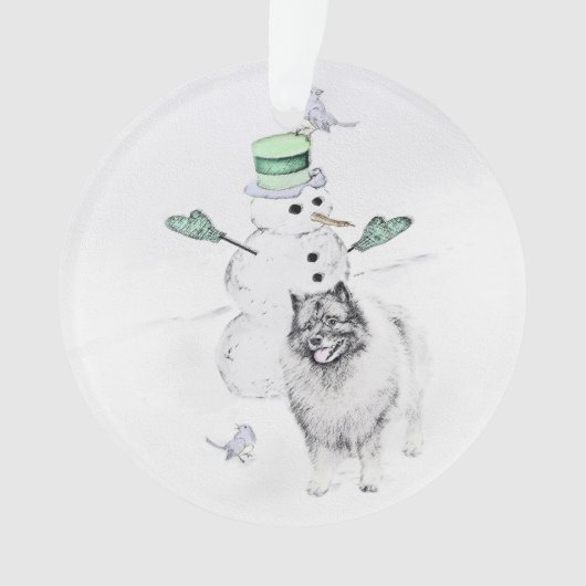 Keeshond Kerstmis Snowman Painting Dog Art Ornament (voorkant)