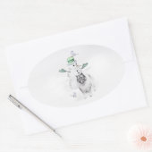 Keeshond Kerstmis Snowman Painting Dog Art Ovale Sticker (Envelop)