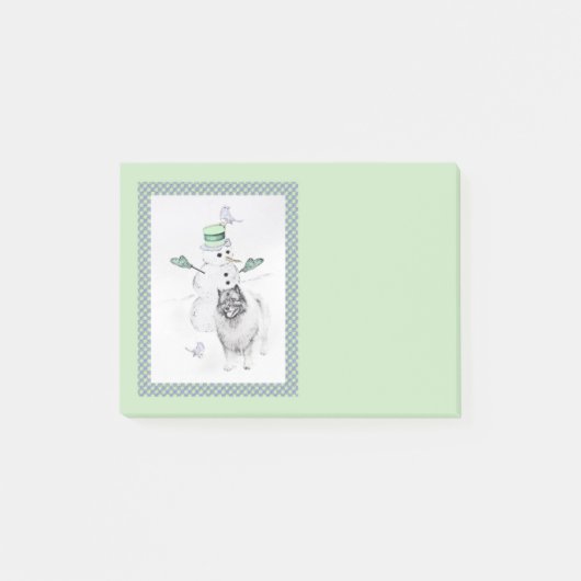 Keeshond Kerstmis Snowman Painting Dog Art Post-it® Notes (Voorkant)