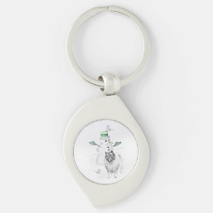 Keeshond Kerstmis Snowman Painting Dog Art Sleutelhanger