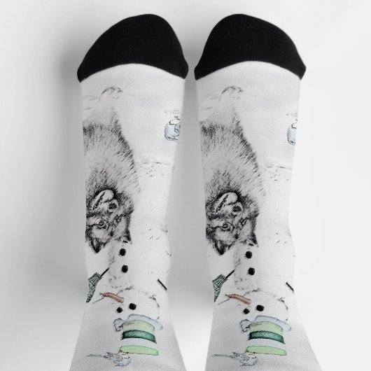 Keeshond Kerstmis Snowman Painting Dog Art Sokken (Top)
