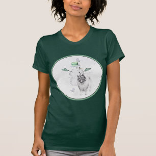 Keeshond Kerstmis Snowman Painting Dog Art T-shirt