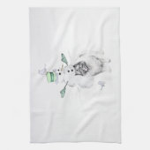 Keeshond Kerstmis Snowman Painting Dog Art Theedoek (Verticaal)