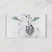 Keeshond Kerstmis Snowman Painting Dog Art Visitekaartje (Achterkant)