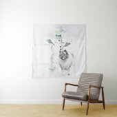 Keeshond Kerstmis Snowman Painting Dog Art Wandkleed (In Situ (horizontaal))