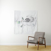 Keeshond Kerstmis Snowman Painting Dog Art Wandkleed (In situ)