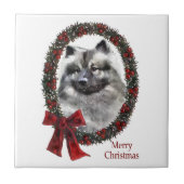 Keeshond Kerstmis Tegeltje (Voorkant)