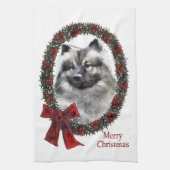Keeshond Kerstmis Theedoek (Verticaal)