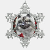 Keeshond Kerstmis Tin Sneeuwvlok Ornament (Voorkant)