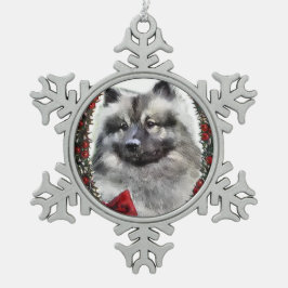 Keeshond Kerstmis Tin Sneeuwvlok Ornament