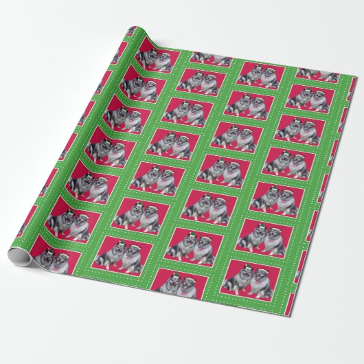 Keeshond Kerstmis Wrap Cadeaupapier (Uitgerold)