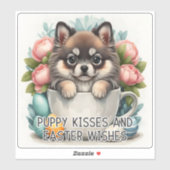 Keeshond Kisses Paaswensen - Pasen Sticker (Vel)