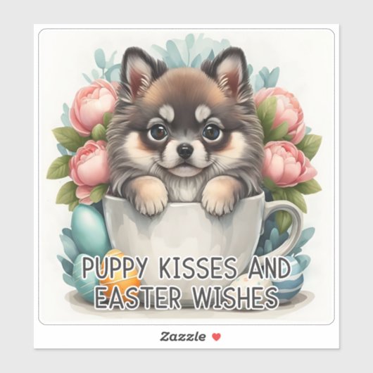 Keeshond Kisses Paaswensen - Pasen Sticker (Vel)