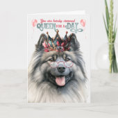 Keeshond Koningin Dag Grappige Verjaardag Kaart (Voorkant)