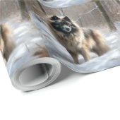 Keeshond Laat het Sneeuwen Kerstmis Cadeaupapier (Rol Hoek)