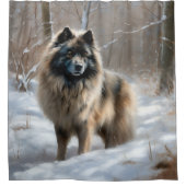 Keeshond Laat het Sneeuwen Kerstmis Douchegordijn (Voorkant)