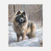 Keeshond Laat het Sneeuwen Kerstmis Fleece Deken (Voorkant)